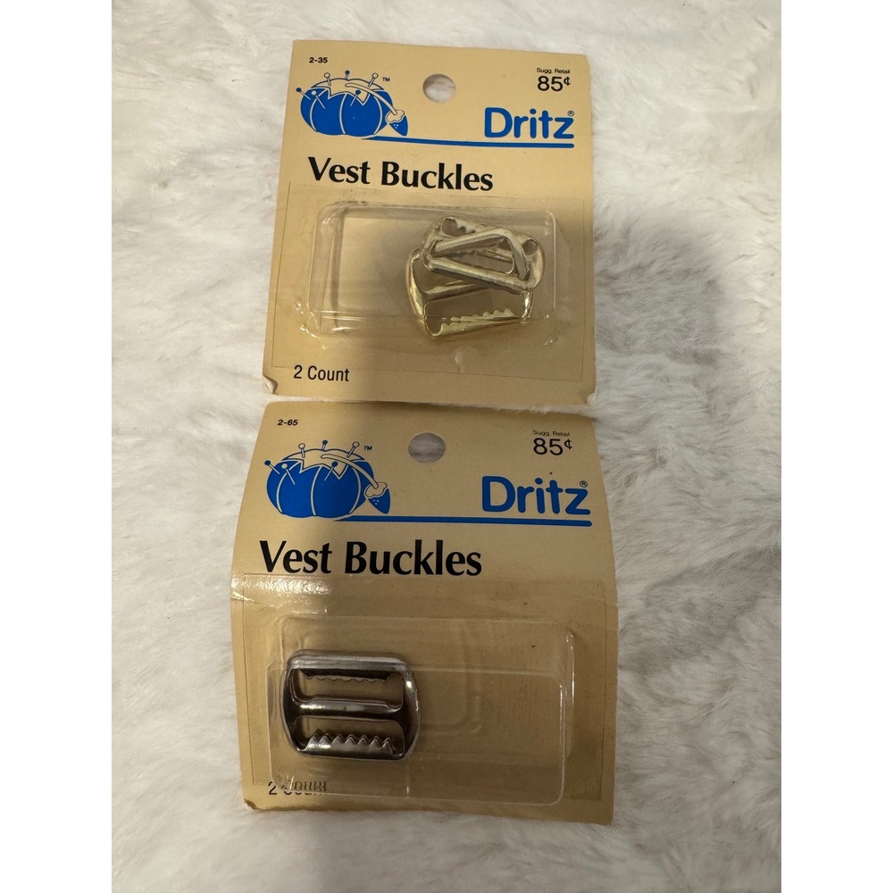 Vintage Dritz Vest Buckles Lot 2 Packs Gold and Silver Tone 1992 Sewing Notion
